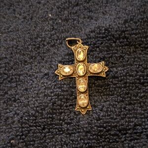 Silver Cross Pendant set with crystal stones. Beautiful